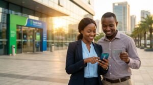 Couple with smartphone